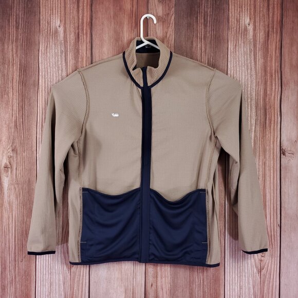 Vineyard Vines Mens Size Large Grid Fleece Full Zip Jacket Brown Whale Warm - Picture 3 of 14
